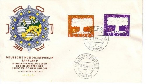 SAARLAND MI-NR. 402-403 FDC EUROPA CEPT 1957
