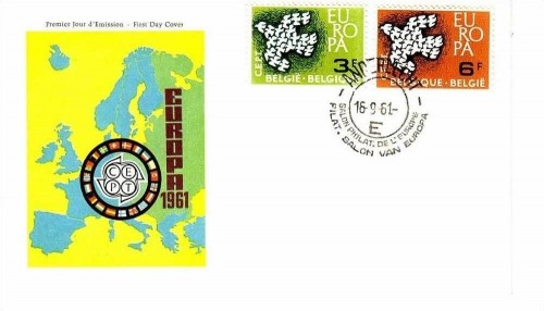 BELGIEN MI-NR. 1253-1254 FDC CEPT 1961 TAUBE