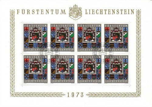 LIECHTENSTEIN MI-NR. 590 GESTEMPELT(USED) KLEINBOGEN WAPPEN 1973