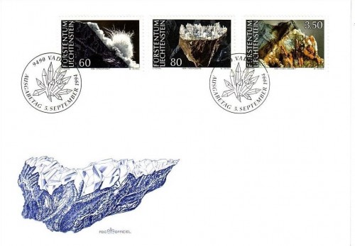 LIECHTENSTEIN MI-NR. 1093-1095 FDC MINERALIEN(II) 1994 EISEN-DOLOMIT