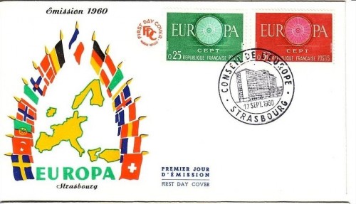FRANKREICH MI-NR. 1318-1319 FDC CEPT 1960 WAGENRAD
