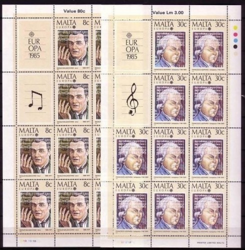 MALTA MI-NR. 726-727 POSTFRISCH(MINT) KLEINBOGENSATZ EUROPA CEPT 1985 MUSIK