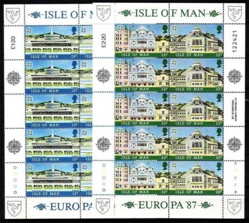 INSEL MAN MI-NR. 335-338 POSTFRISCH(MINT) KLEINBOGENSATZ EUROPA 1987 MODERNE ARCHITEKTUR
