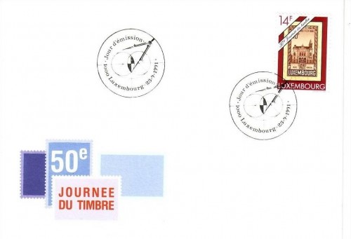 LUXEMBOURG MI-NR. 1280 FDC BRIEFMARKE AUF BRIEFMARKE TAG DER BRIEFMARKE 1991