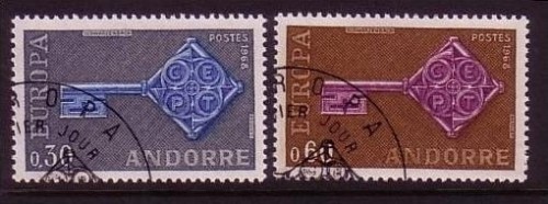 FRANZÖSISCH ANDORRA MI-NR. 208-209 o EUROPA 1968 KREUZBARTSCHLÜSSEL