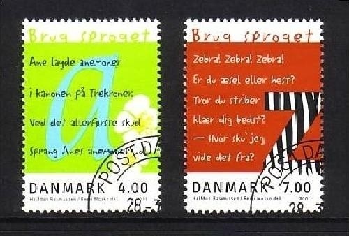 DÄNEMARK MI-NR. 1271-1272 o MITLÄUFER 2001 - JAHR DER SPRACHEN