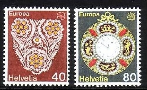 SCHWEIZ MI-NR. 1073-1074 POSTFRISCH(MINT) EUROPA 1976 KUNSTHANDWERK TASCHENUHR