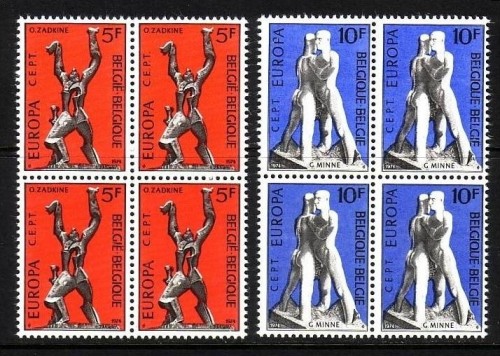 BELGIEN MI-NR. 1766-1767 POSTFRISCH(MINT) 4er Block EUROPA 1974 SKULPTUREN