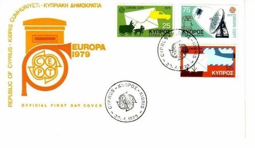 ZYPERN MI-NR. 501-503 FDC EUROPA 1979 POST- UND FERNMELDEWESEN