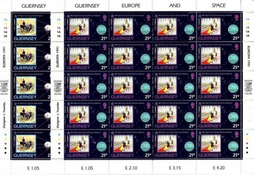 GUERNSEY MI-NR. 518-521 POSTFRISCH KLEINBOGEN EUROPA 1991 EUROPÄISCHE WELTRAUMFAHRT