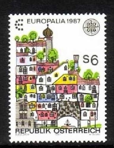 ÖSTERREICH MI-NR. 1876 POSTFRISCH(MINT) EUROPA 1987 MODERNE ARCHITEKTUR HUNDERTWASSER-HAUS