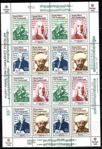 TÜRKISCH ZYPERN MI-NR. 166-169 POSTFRISCH(MINT) KB EUROPA 1985 EUROPÄISCHES JAHR DER MUSIK BACH HÄNDEL