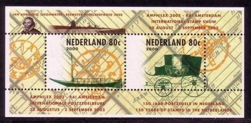 NIEDERLANDE BLOCK 66 POSTFRISCH(MINT) BRIEFMARKENAUSSTELLUNG AMPHILEX 2002 POSTKUTSCHE SCHIFF