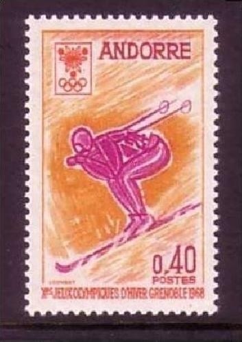 FRANZÖSISCH ANDORRA MI-NR. 207 POSTFRISCH(MINT) WINTEROLYMPIADE GRENOBLE 1968 - SKIFAHREN