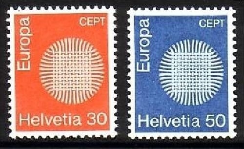 SCHWEIZ MI-NR. 923-924 POSTFRISCH(MINT) EUROPA 1970 SONNENSYMBOL