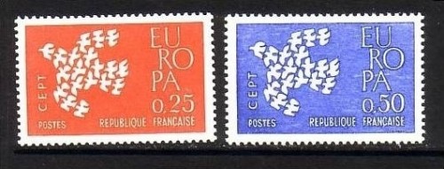 FRANKREICH MI-NR. 1363-1364 POSTFRISCH EUROPA 1961 TAUBE
