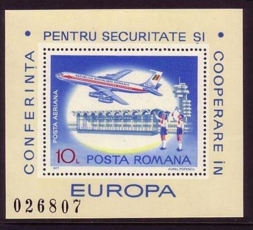RUMÄNIEN BLOCK 143 POSTFRISCH KSZE 1977 DÜSENFLUGZEUG BOEING 707
