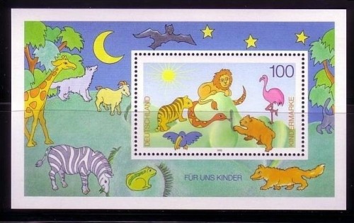 DEUTSCHLAND BLOCK 34 POSTFRISCH(MINT) FÜR UNS KINDER 1995 LÖWE ZEBRA GIRAFFE FLAMINGO