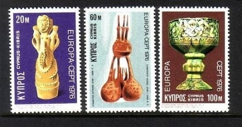ZYPERN MI-NR. 435-437 POSTFRISCH EUROPA 1976 KUNSTHANDWERK