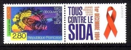 FRANKREICH MI-NR. 3021 POSTFRISCH(MINT) mit Zierfeld WELT-AIDS-TAG EUROPA 1994
