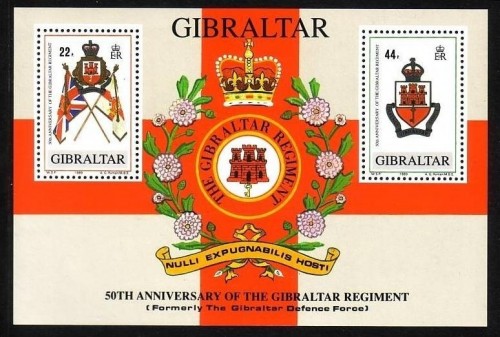 GIBRALTAR BLOCK 12 POSTFRISCH(MINT) REGIMENTSWAPPEN 1989