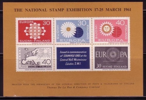 FINNLAND POSTFRISCH(MINT) GEDENKBLATT zur NATIONALEN BRITISCHEN BRIEFMARKENAUSSTELLUNG 1961 MIT MI-NR. 525