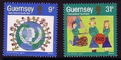 GUERNSEY MI-NR. 320-321 POSTFRISCH(MINT) JAHR DER JUGEND KINDERZEICHNUNGEN PFADFINDERINNEN