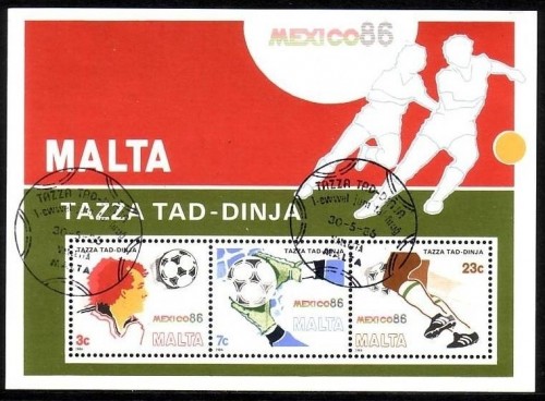 MALTA BLOCK 9 GESTEMPELT(USED) FUSSBALL WM MEXICO 1986