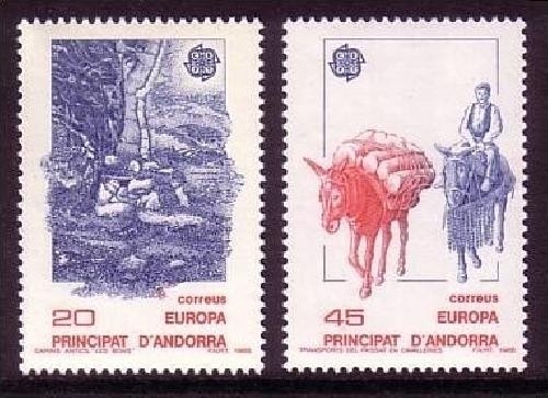 ANDORRA SPANISCH MI-NR. 200-201 POSTFRISCH(MINT) EUROPA 1988 TRANSPORTMITTEL MAULTIER