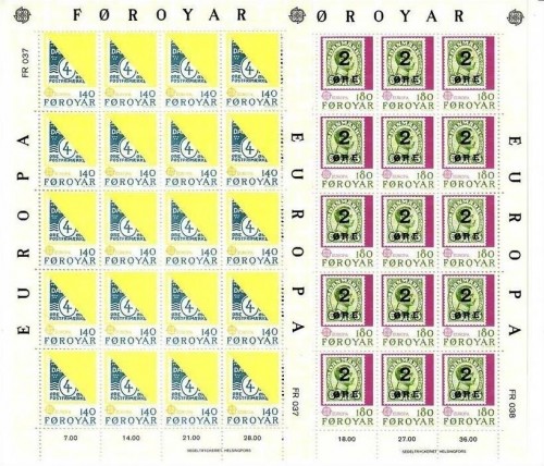 FÄRÖER MI-NR. 43-44 POSTFRISCH(MINT) KLEINBOGENSATZ EUROPA 1979 POST- und FERNMELDEWESEN