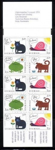 SCHWEDEN MH 194 POSTFRISCH(MINT) GRUSSMARKEN 1994 KATZE SCHNECKE FROSCH HUND