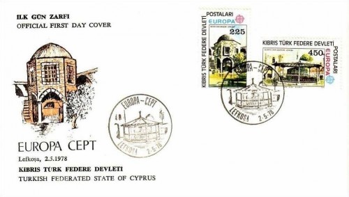 TÜRKISCH ZYPERN MI-NR. 55-56 FDC EUROPA 1978 BAUDENKMÄLER