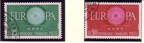 FRANKREICH MI-NR. 1318-1319 GESTEMPELT(USED) EUROPA 1960 WAGENRAD