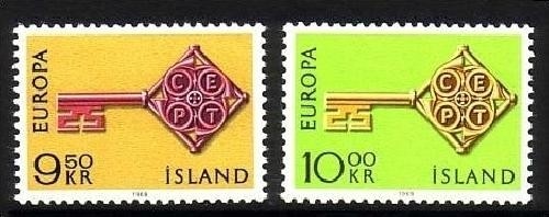 ISLAND MI-NR. 417-418 POSTFRISCH(MINT) EUROPA 1968 KREUZBARTSCHLÜSSEL