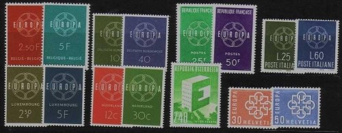 EUROPA CEPT JAHRGANG 1959 POSTFRISCH(MINT) 15 WERTE GESCHLOSSENE KETTE