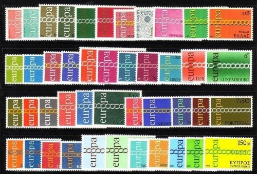 EUROPA CEPT JAHRGANG 1971 POSTFRISCH(MINT) 44 WERTE MOTIV KETTE