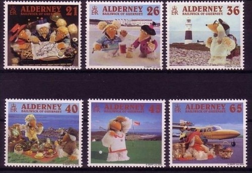 ALDERNEY MI-NR. 151-156 POSTFRISCH(MINT) TRICKFIGUREN WOMBLES 2000 LEUCHTTURM