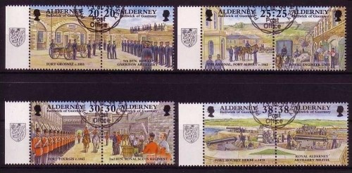 ALDERNEY MI-NR. 137-144 GESTEMPELT(USED) ZD HISTORISCHE ENTWICKLUNG III SOLDATEN PFERDE 1999