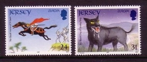 JERSEY MI-NR. 784-785 POSTFRISCH(MINT) EUROPA 1997 SAGEN UND LEGENDEN PFERD HUND