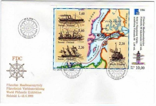 FINNLAND BLOCK 2 FDC FINLANDIA ´88 - RADDAMPFER, EISBRECHER, DAMPFSCHIFF
