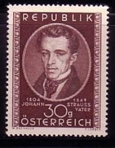 ÖSTERREICH MI-NR. 942 POSTFRISCH(MINT) JOHANN STRAUSS (VATER) 1949 KOMPONIST