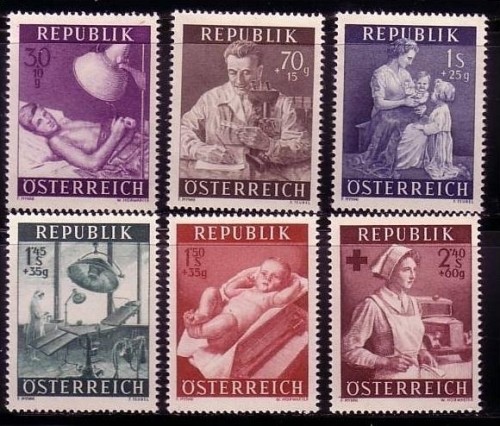 ÖSTERREICH MI-NR. 999-1004 POSTFRISCH(MINT) GESUNDHEITSFÜRSORGE - ROTES KREUZ 1954
