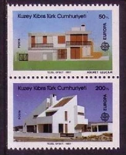 TÜRKISCH ZYPERN MI-NR. 205-206 C POSTFRISCH(MINT) EUROPA 1987 MODERNE ARCHITEKTUR