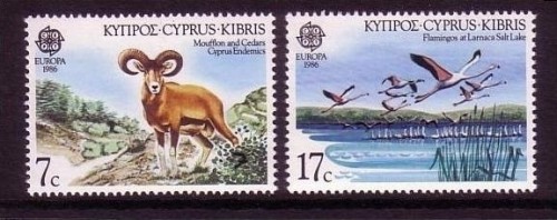 ZYPERN MI-NR. 655-656 POSTFRISCH EUROPA 1986 UMWELTSCHUTZ MUFFLON FLAMINGOS