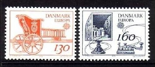 DÄNEMARK MI-NR. 686-687 POSTFRISCH(MINT) EUROPA 1979 POST- und FERNMELDEWESEN KUTSCHE TELEFGRAPH
