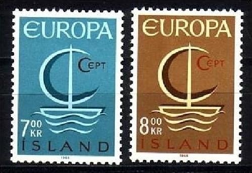 ISLAND MI-NR. 404-405 POSTFRISCH(MINT) EUROPA 1966 STILISIERTES BOOT MIT SEGEL
