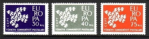 TÜRKEI MI-NR. 1820-1822 POSTFRISCH(MINT) EUROPA 1961 TAUBE