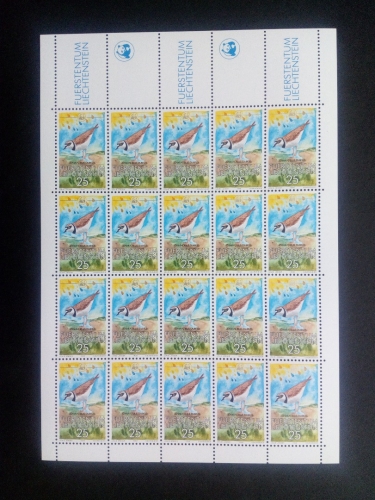 LIECHTENSTEIN MI-NR. 967-970 POSTFRISCH KLEINBOGENSATZ WWF 1989 FLUSSREGENPFEIFFER FROSCH LIBELLE ILTIS