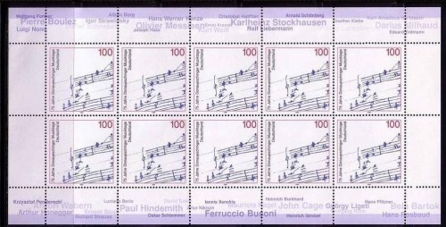DEUTSCHLAND MI-NR. 1890 POSTFRISCH(MINT) KLEINBOGEN DONAUESCHINGER MUSIKTAGE 1996