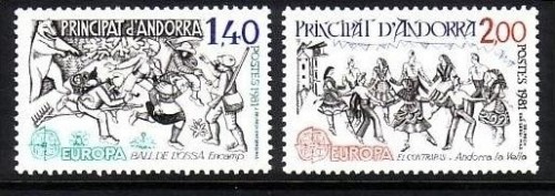 ANDORRA FRANZÖSISCH MI-NR. 313-314 POSTFRISCH(MINT) EUROPA 1981 FOLKLORE